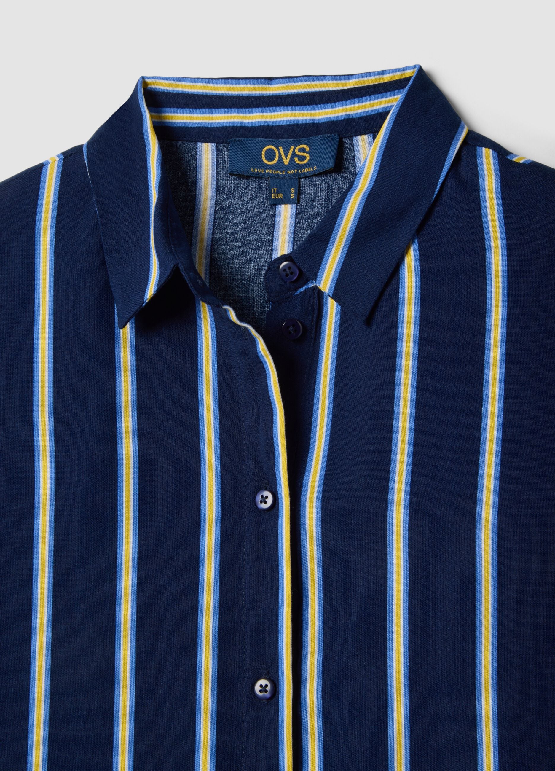 Pure viscose multicolour striped shirt, regular fit
