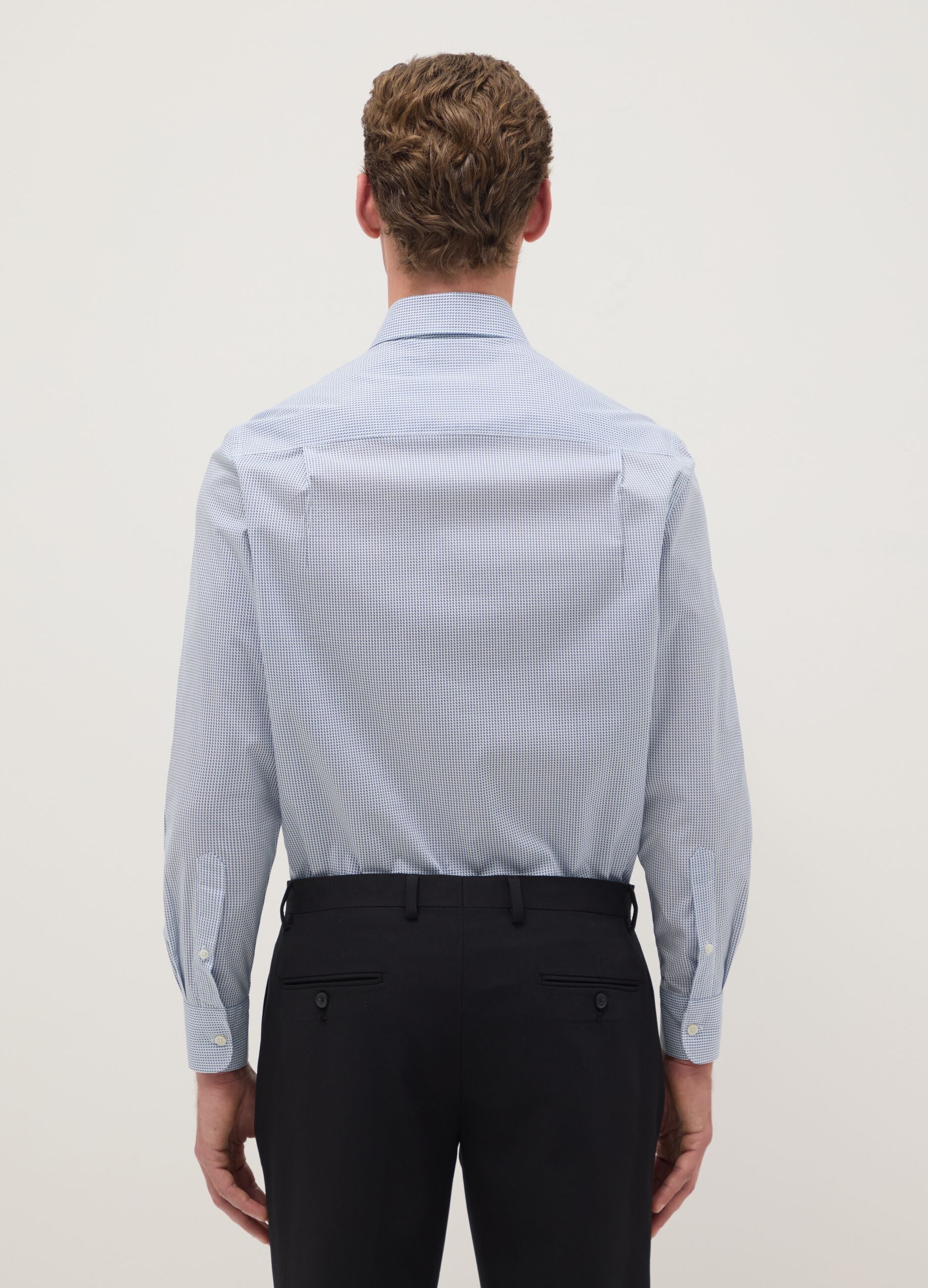 Multicolour cotton shirt with stretch micro-checks regular fit