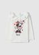 White pure cotton baby girl's top with Minnie and ruffled collar_0