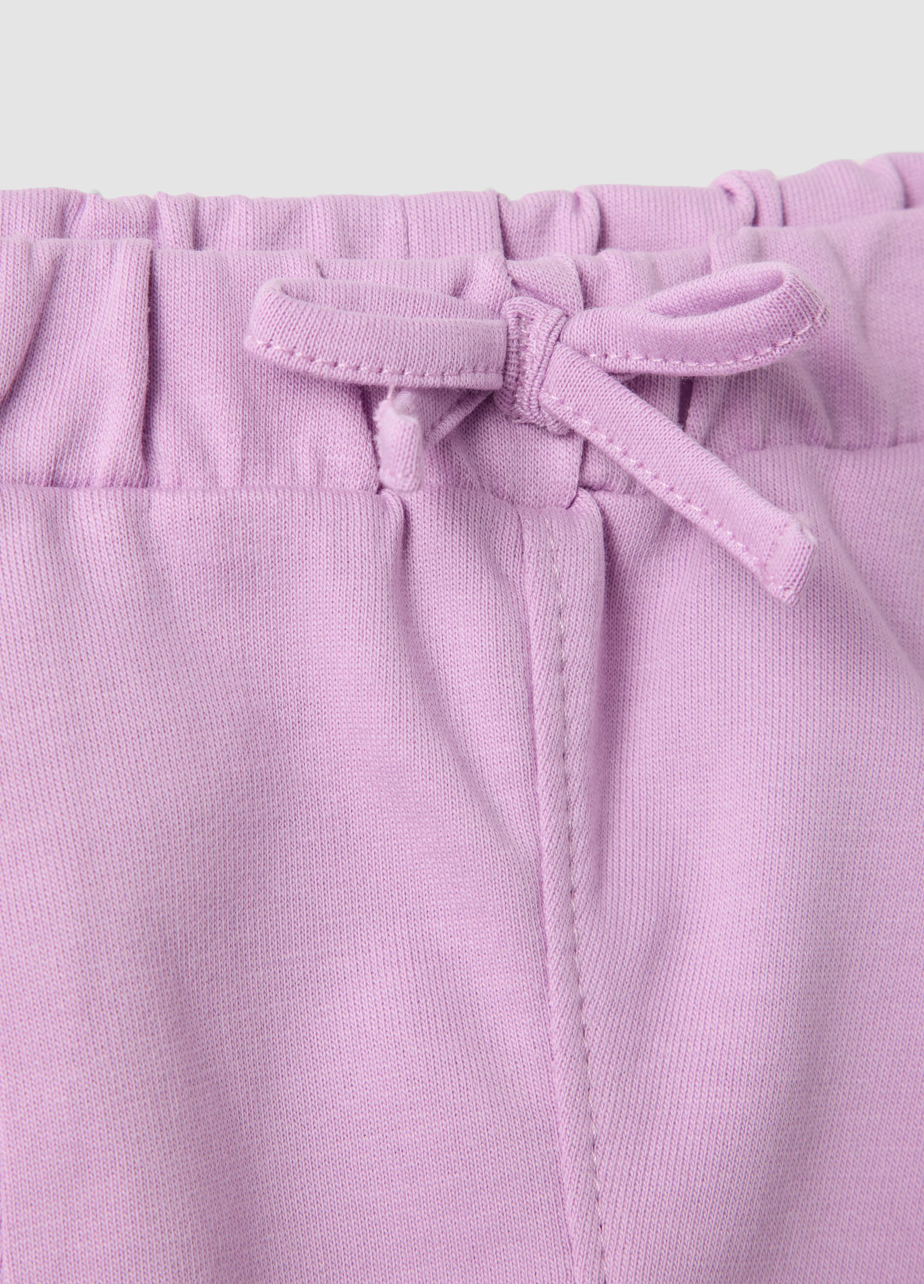 Girls' regular fit purple pure cotton shorts with bow