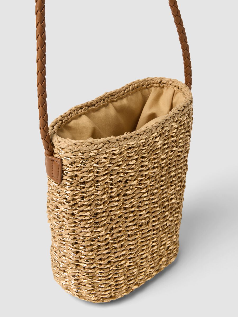 Borsa in puro tessuto carta beige con tracolla_0