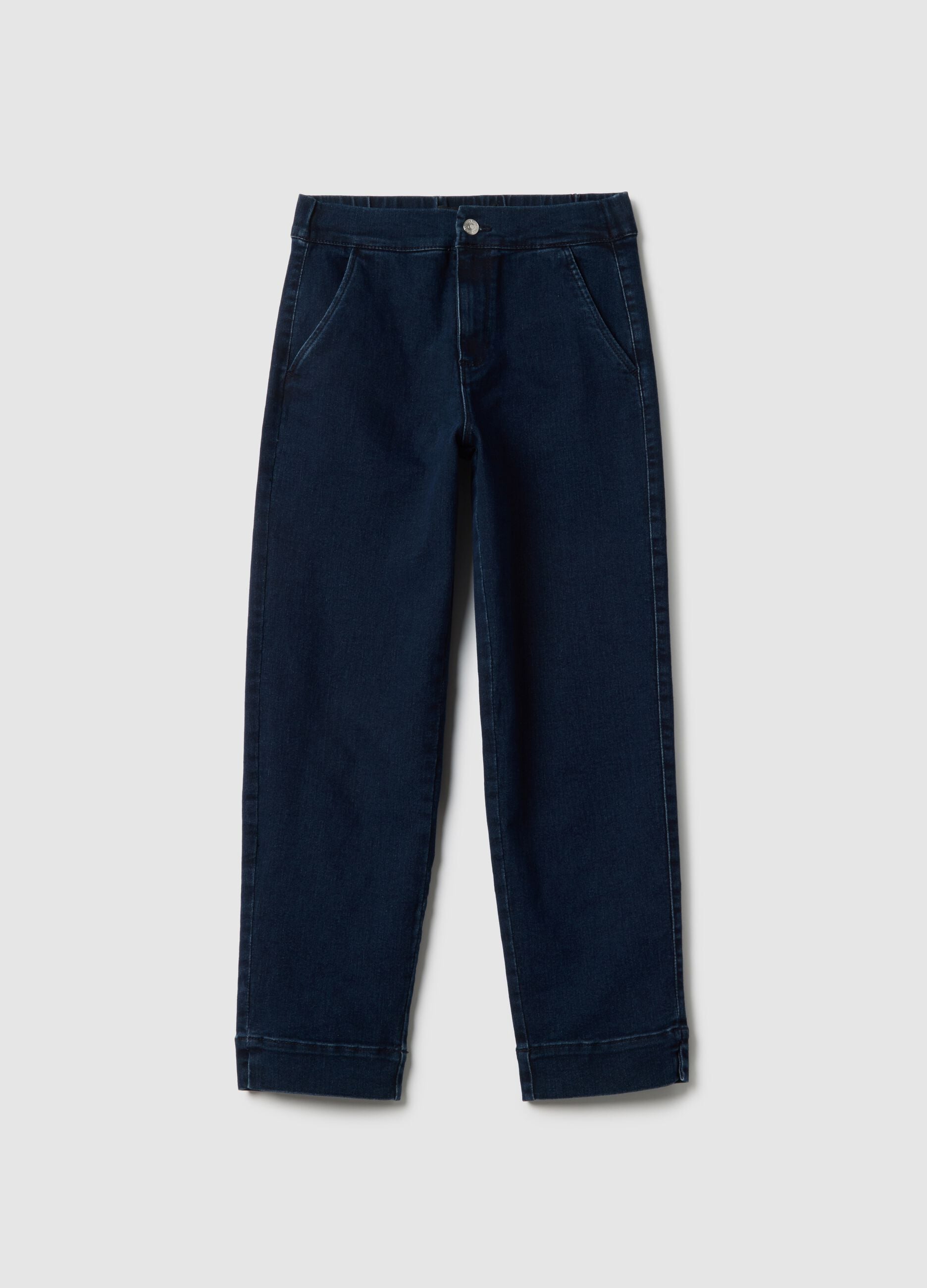 Slim fit blue cotton blend chino trousers