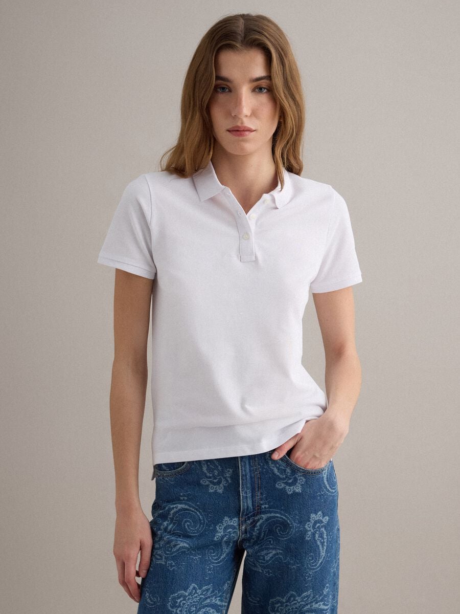 White organic cotton polo shirt, regular fit_0