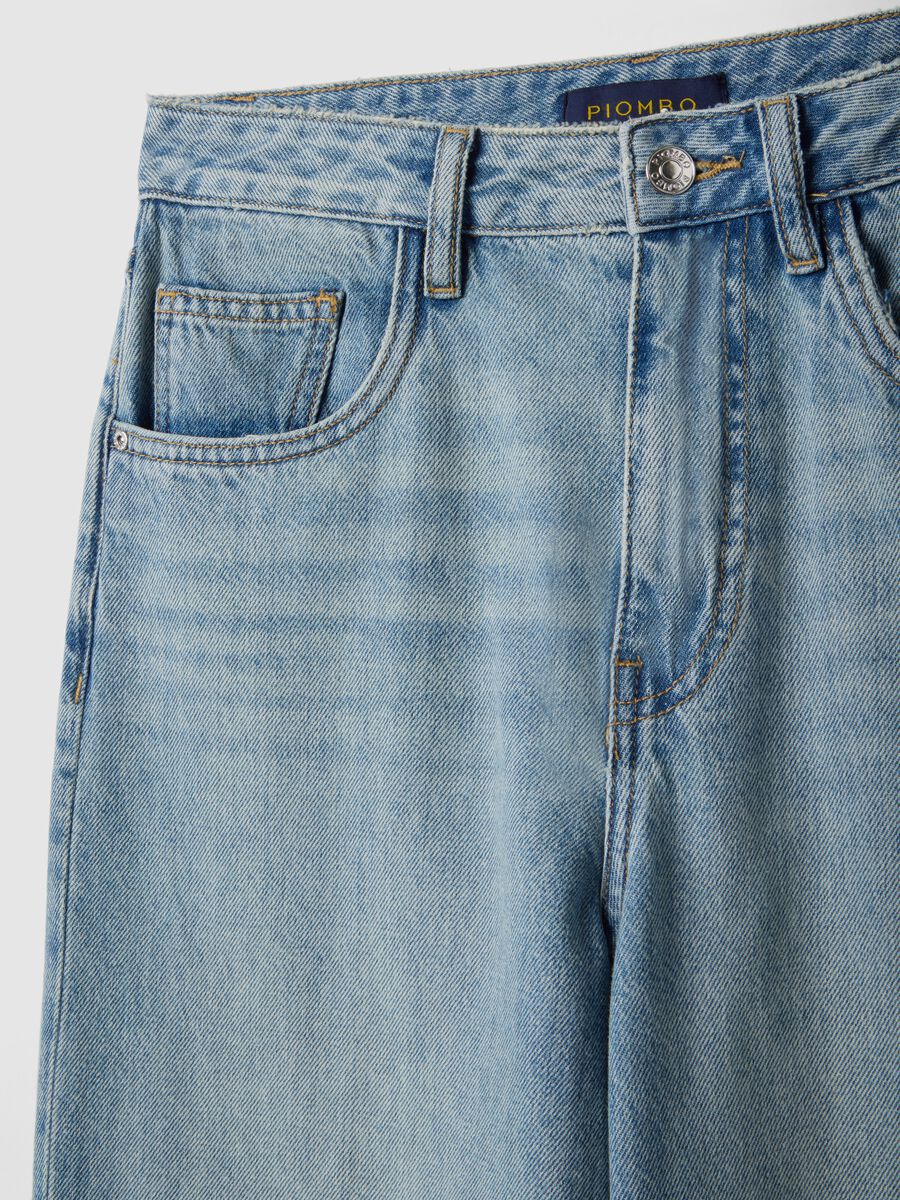 Straight leg blue denim jeans in pure cotton_6