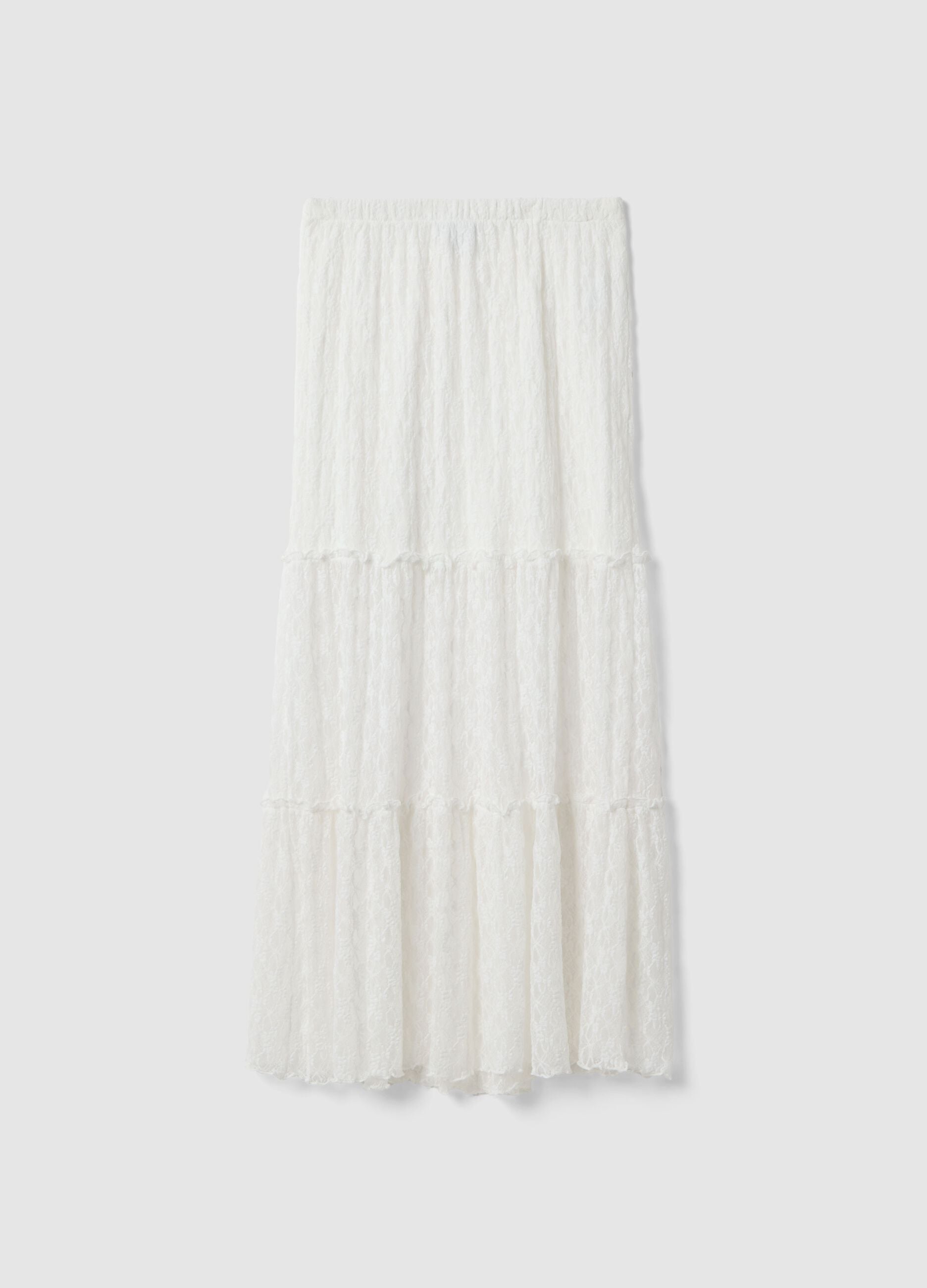 White Lace Long Skirt Regular Fit