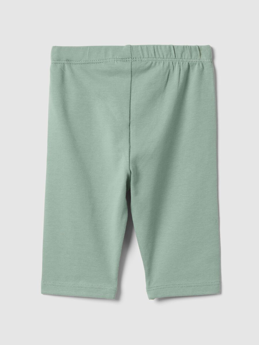 Green stretch cotton leggings for girls skinny fit_1