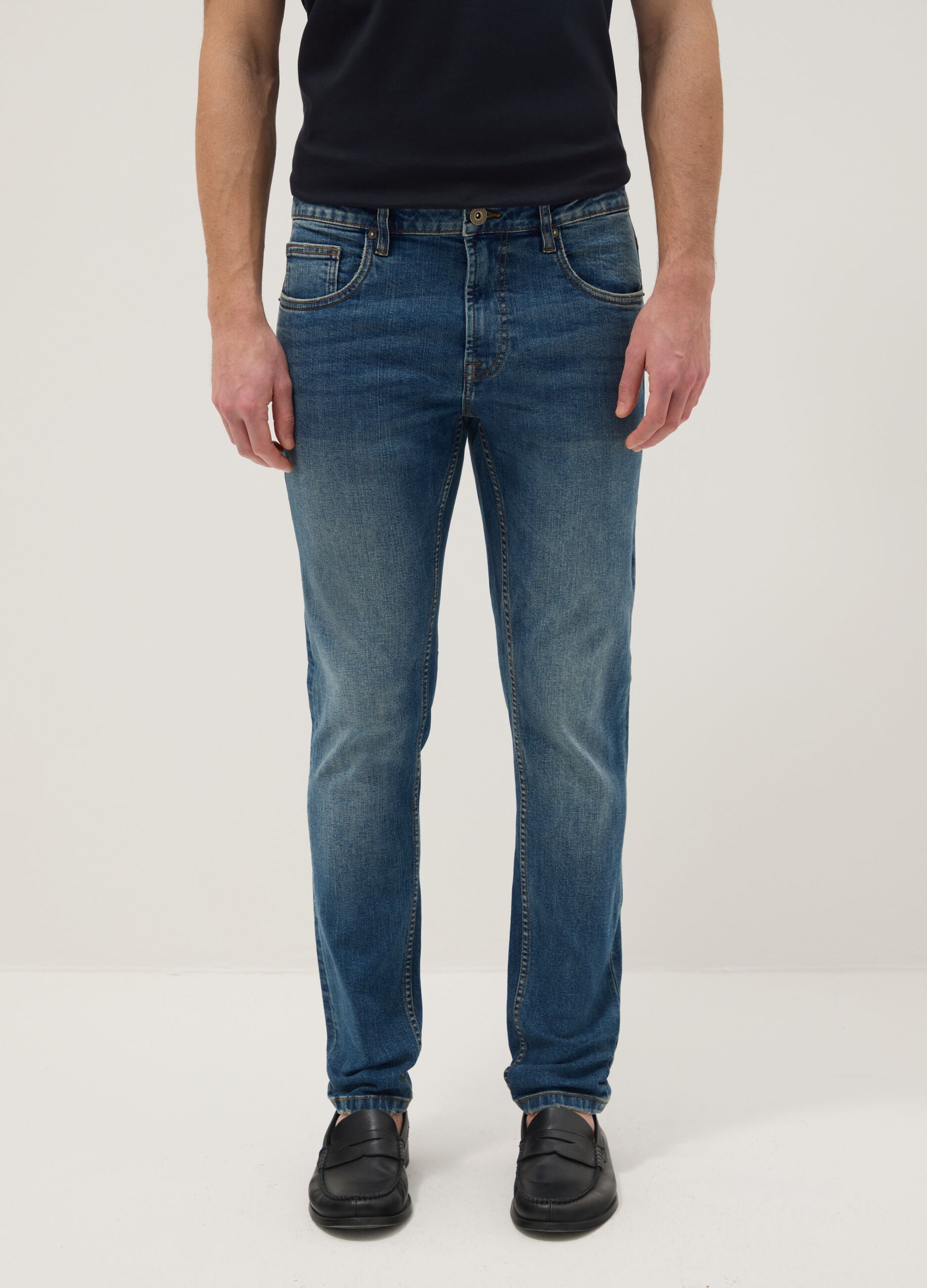Skinny fit blue stretch cotton jeans