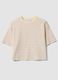 Yellow T-shirt with pink stripes in pure cotton, boxy fit_4