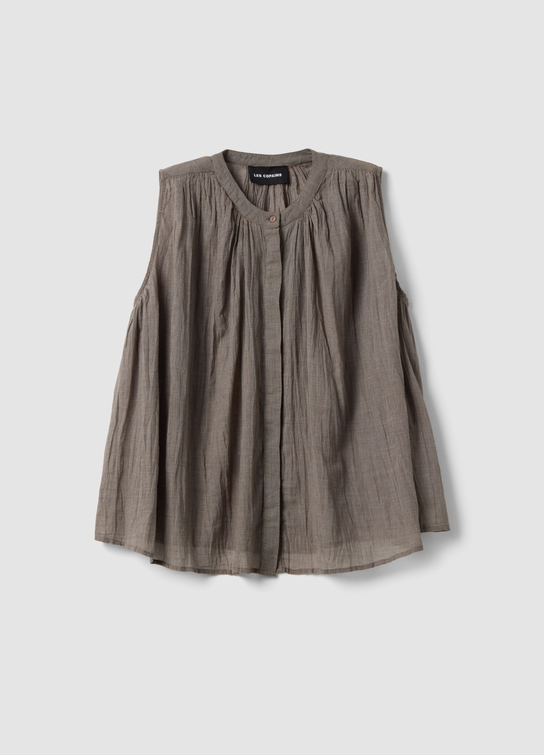 Brown Pure Cotton Sleeveless Blouse Regular Fit