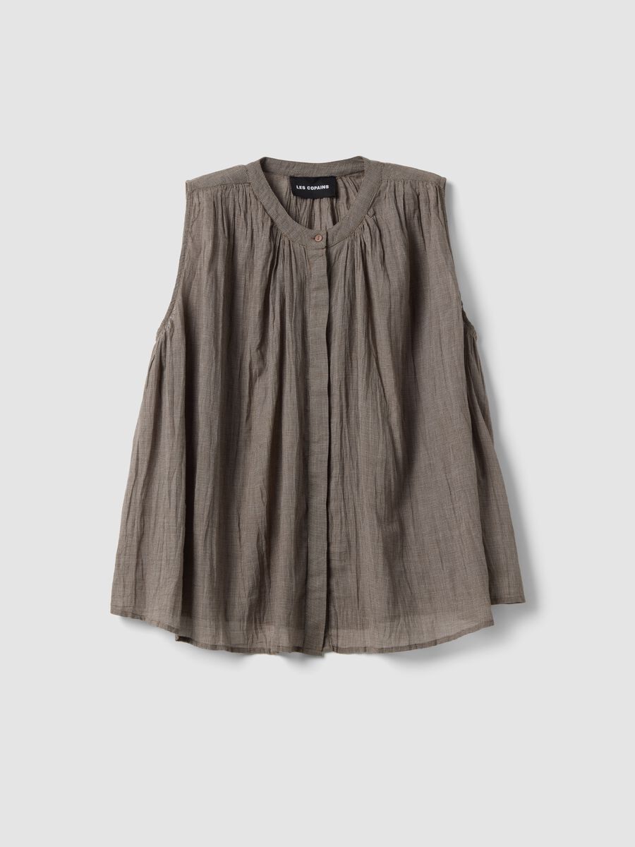 Brown Pure Cotton Sleeveless Blouse Regular Fit_4