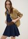 Blue regular fit stretch cotton dress with V-neck_0