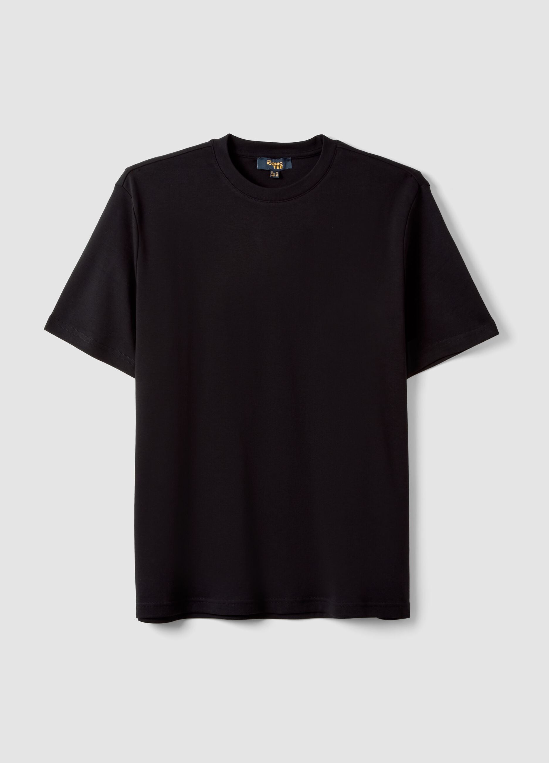 Black pure cotton regular-fit short-sleeve T-shirt