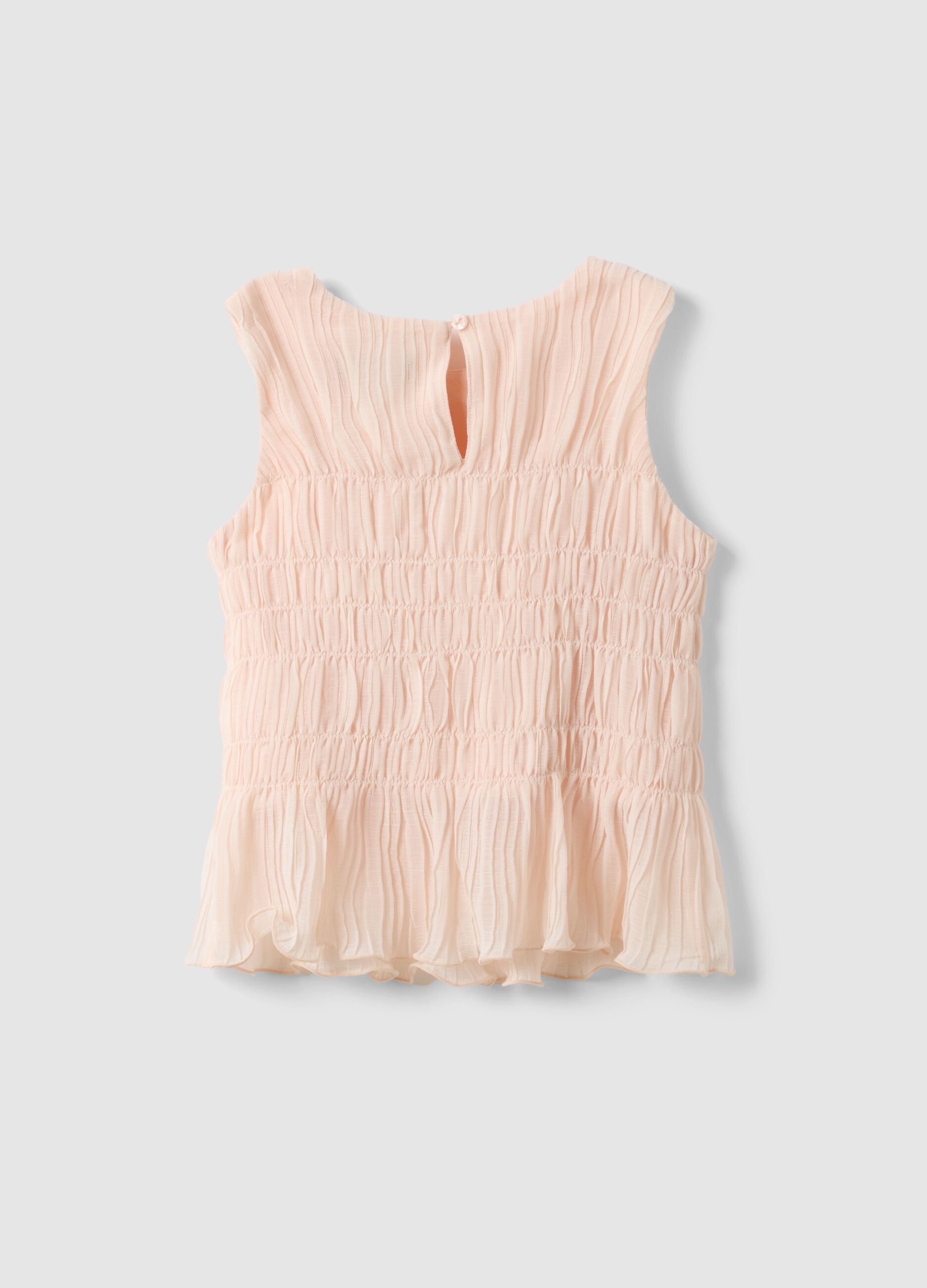 Girls' regular fit pink chiffon tank top with button loop closure