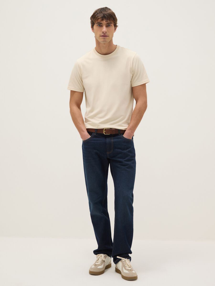 Beige pure cotton T-shirt regular fit_1
