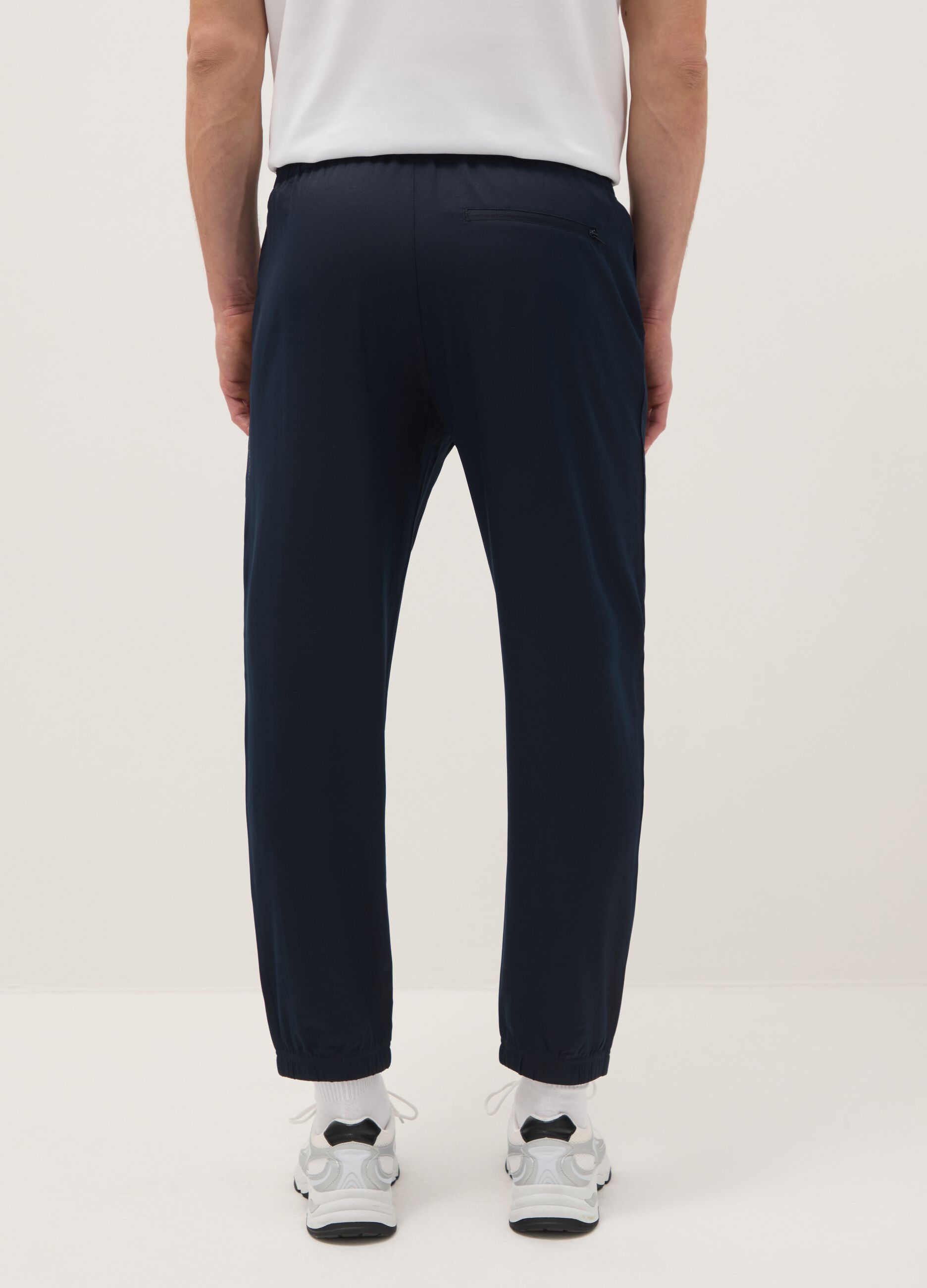Blue regular fit trousers with elasticated waist