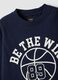 Blue pure organic cotton T-shirt with college print for boys_2