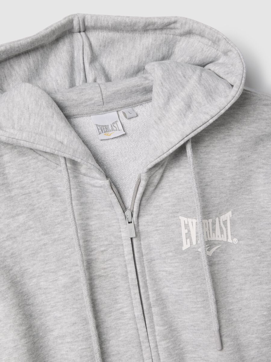 Grey regular fit cotton blend hoodie with zip_5