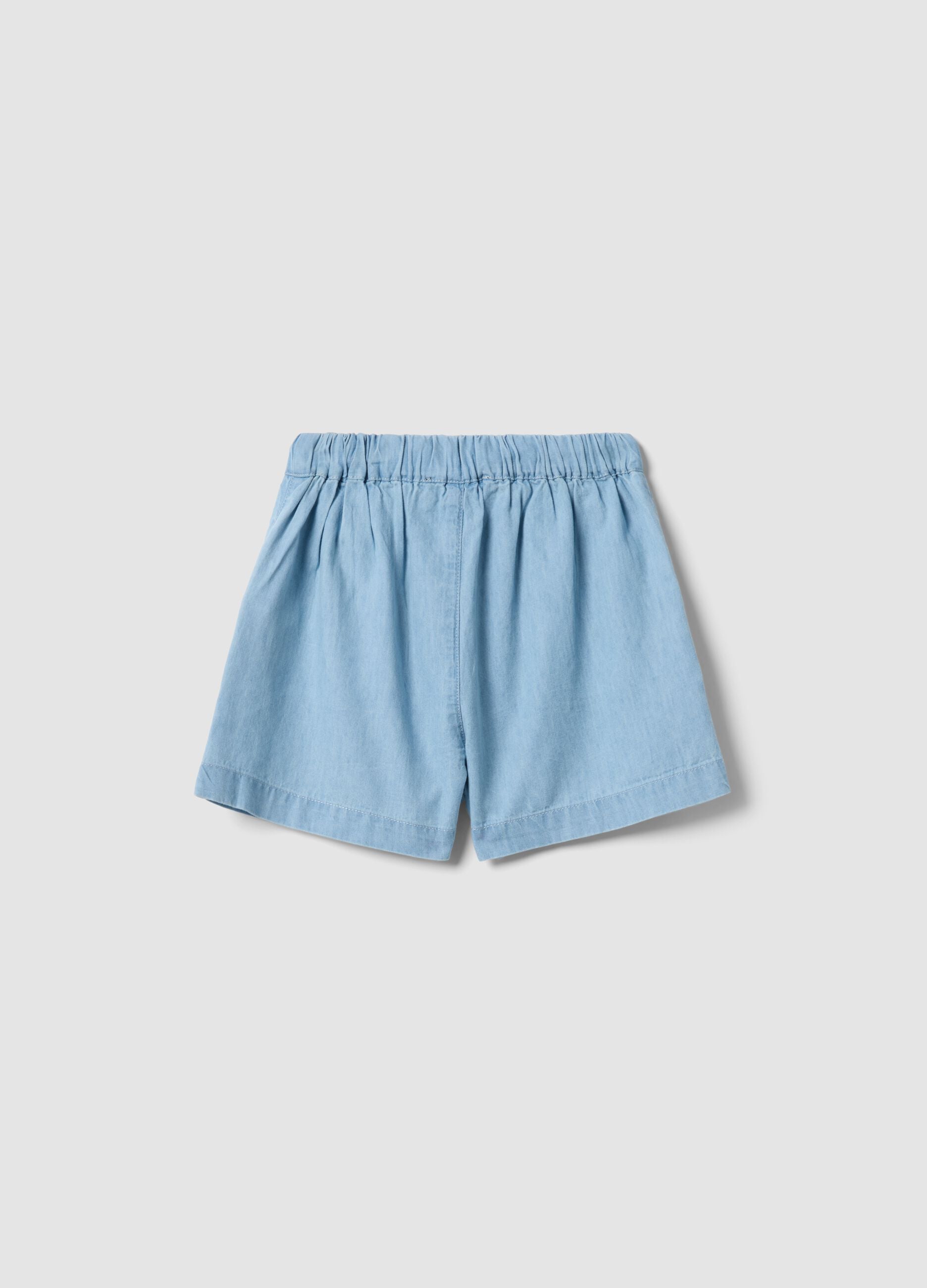 Girls&rsquo; light blue pure cotton denim shorts, regular fit