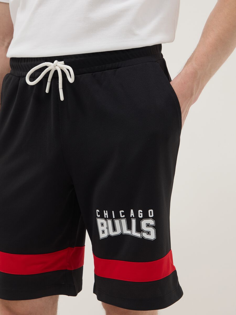 Multicolour pure cotton shorts with Chicago Bulls logo_3