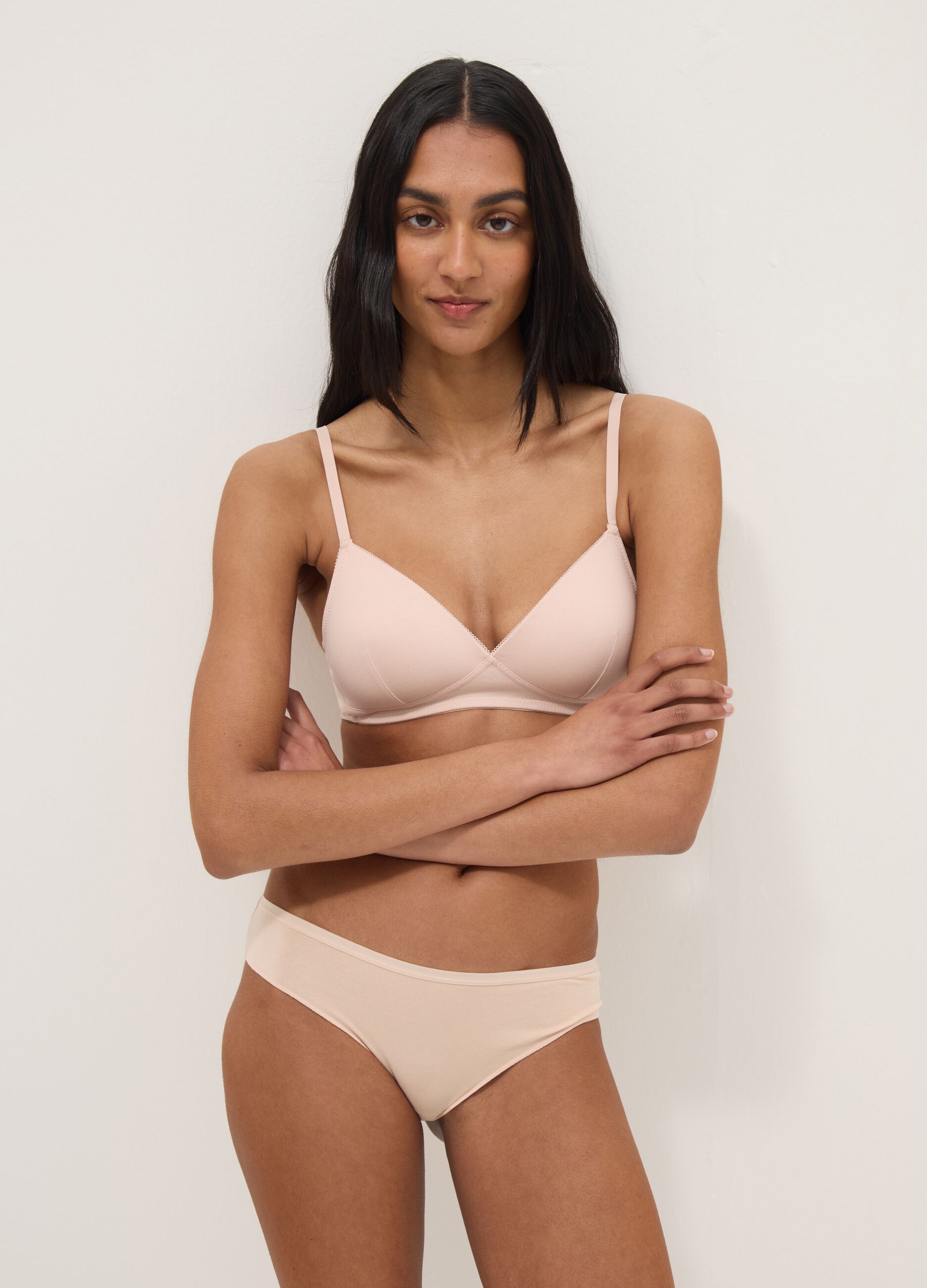 Pink Stretch Cotton Padded Bra