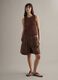 Brown regular fit cotton blend tank top with mesh texture_0