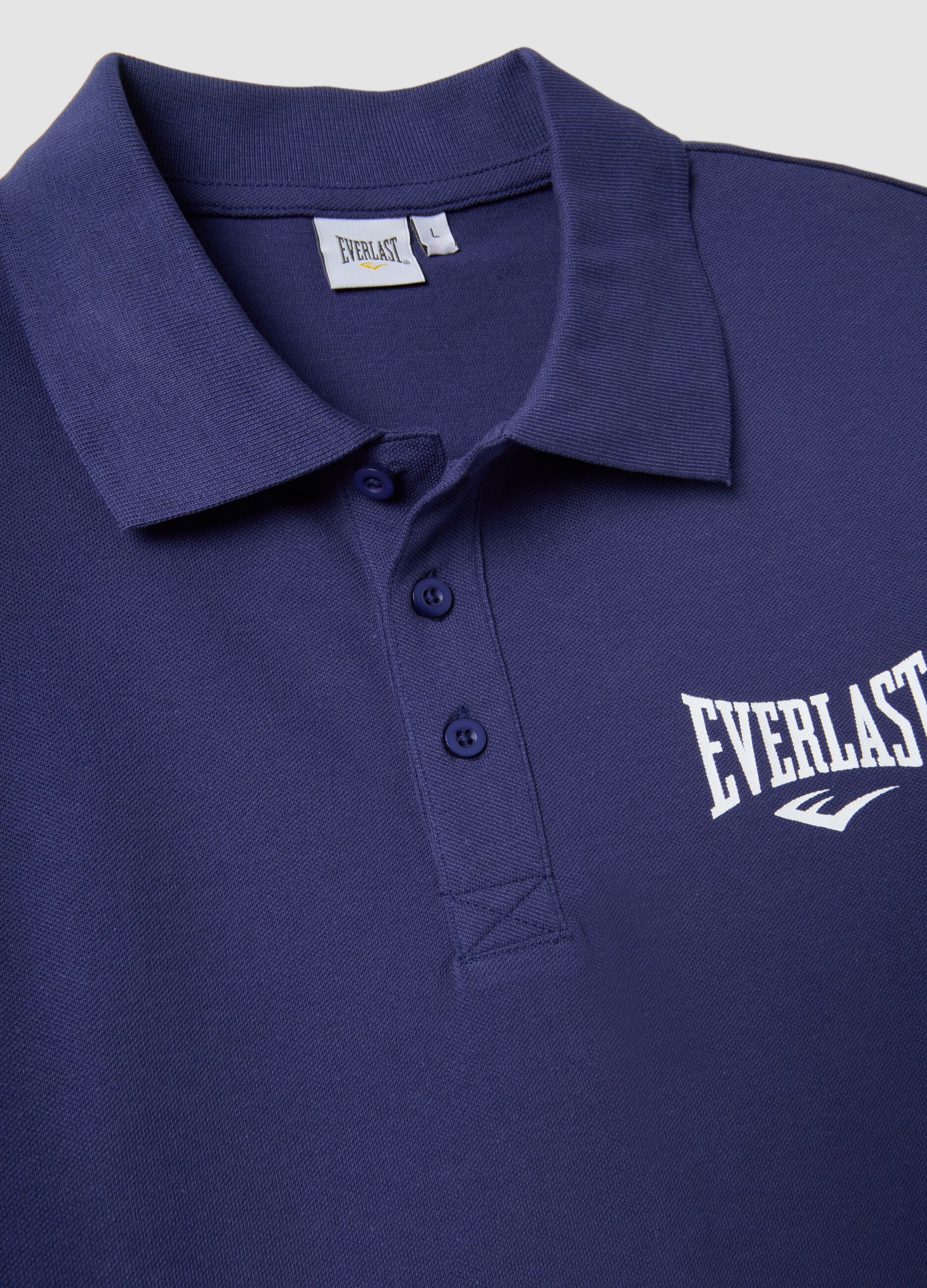 Short sleeve blue pure cotton polo