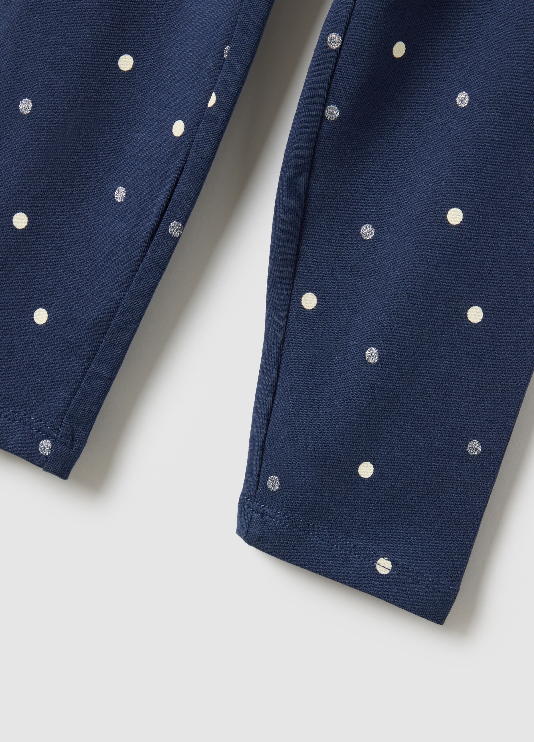 Slim fit blue stretch cotton leggings for girls
