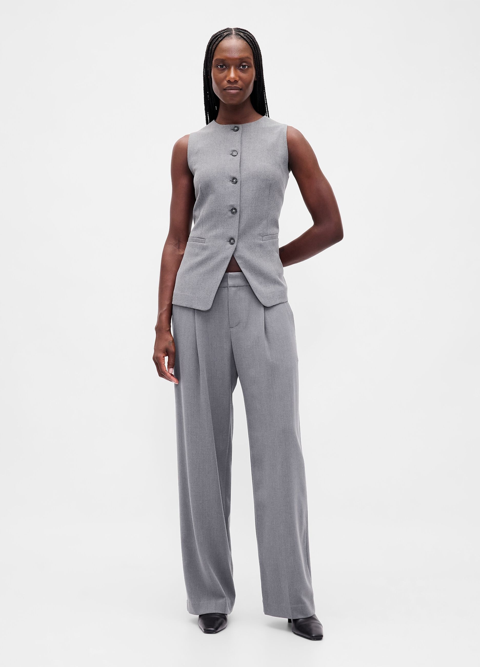 Grey Waistcoat in Stretch Fabric