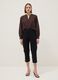 Brown pure cotton shirt with deep V-neck and polka dots, regular fit_1