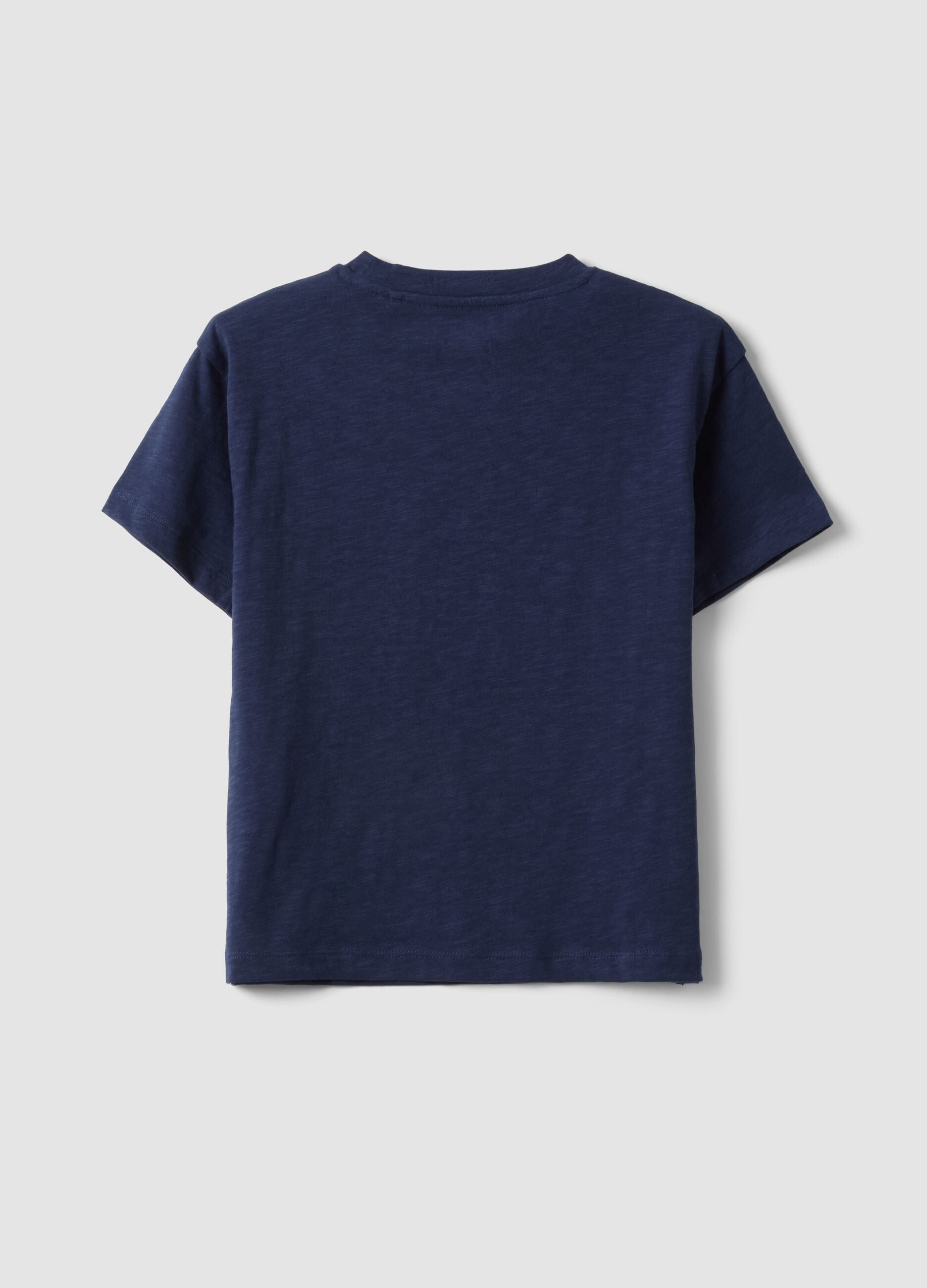 Children's blue pure cotton regular fit T-shirt with pocket