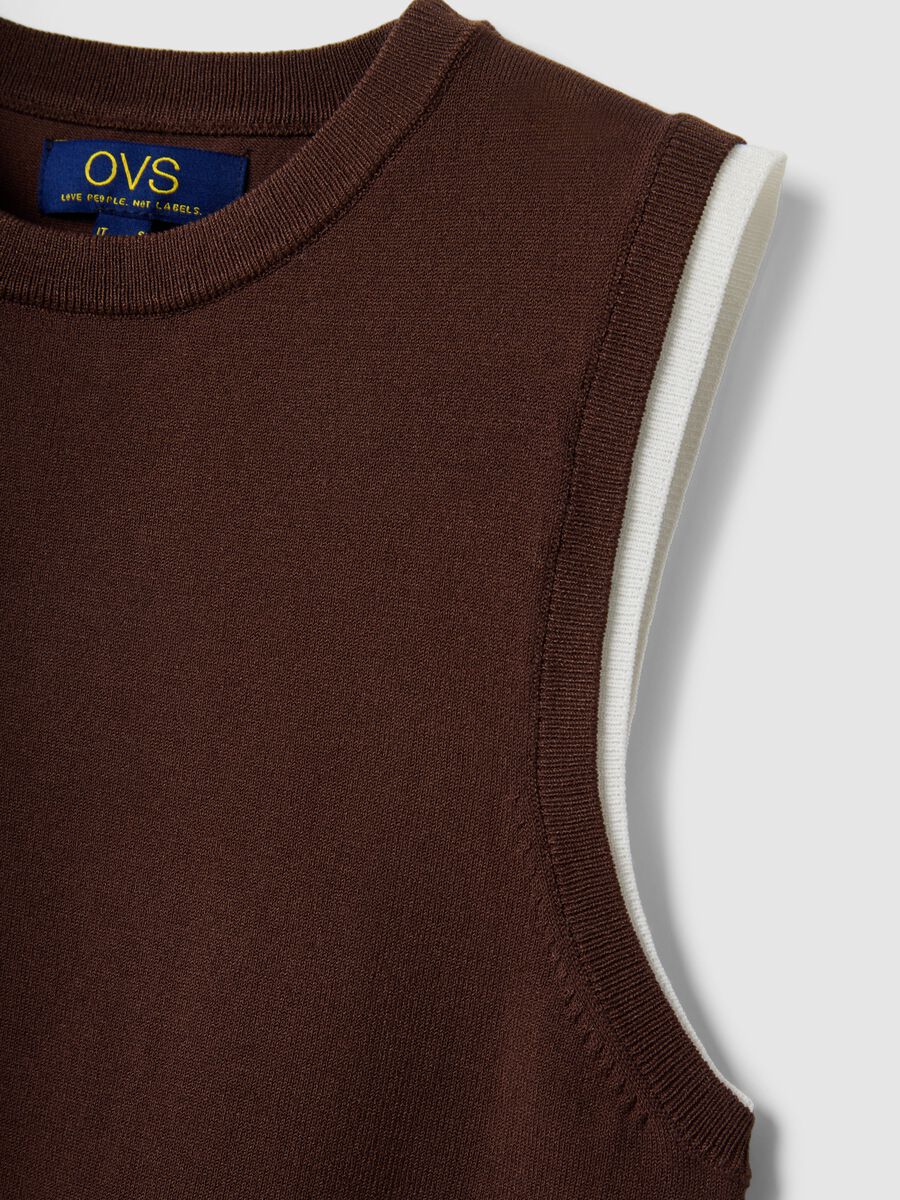 Brown Sleeveless Viscose Blend Tank Top - Regular Fit_5