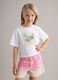 Girls&rsquo; white stretch cotton T-shirt with butterfly print_0