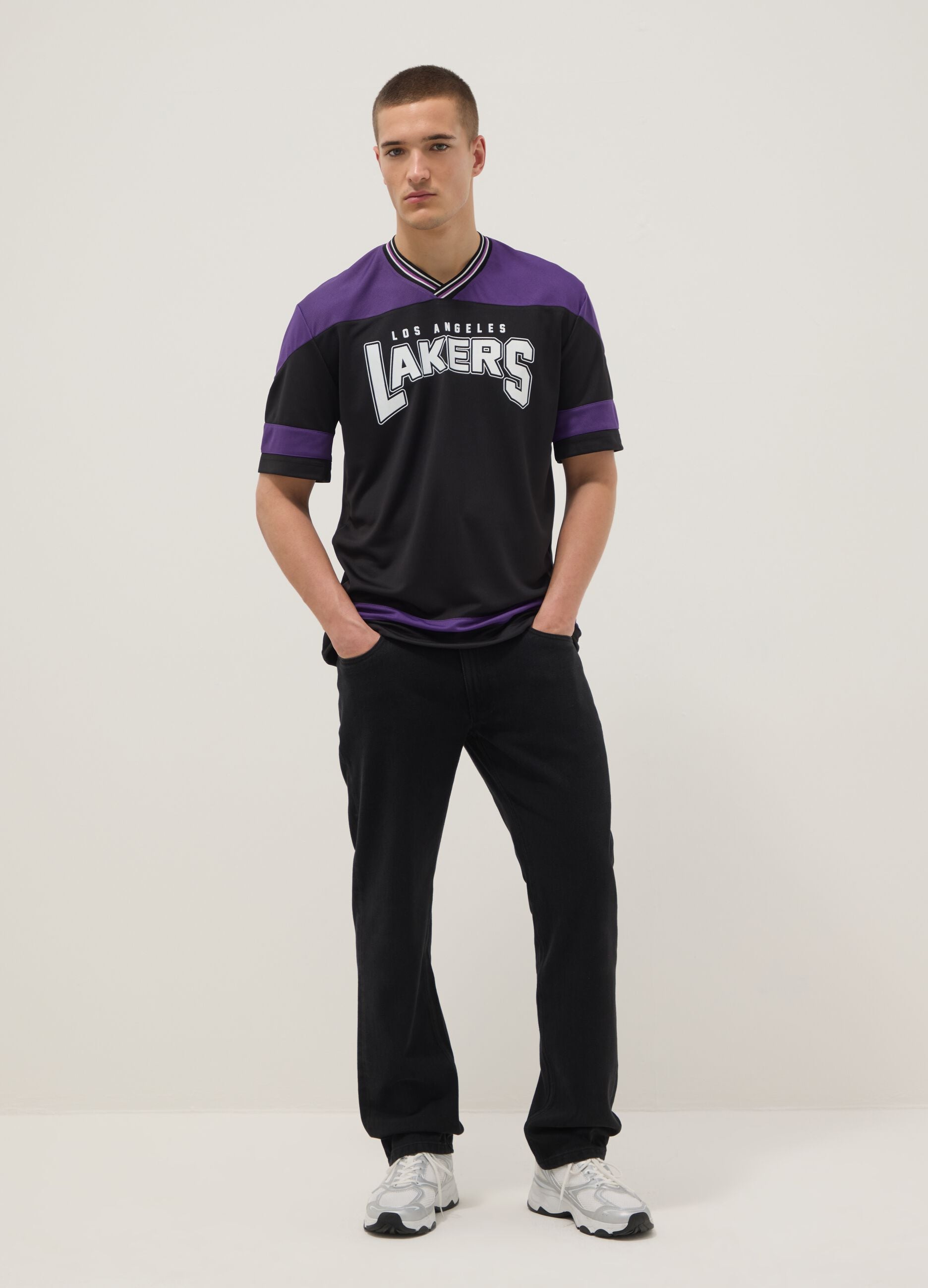 Los Angeles Lakers Regular Fit Multicolour Pure Cotton T-Shirt