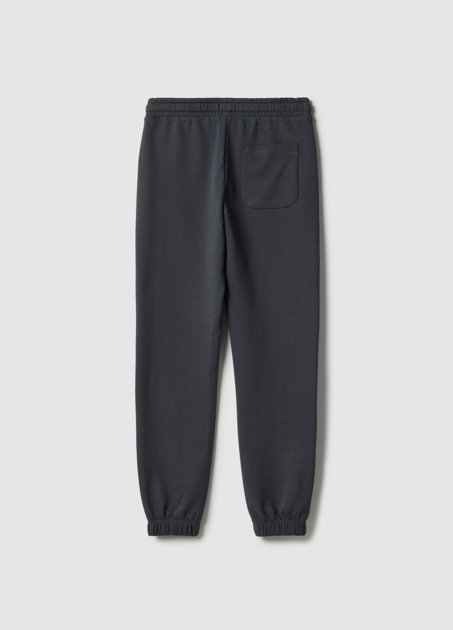 Regular fit black cotton jogger trousers for boys