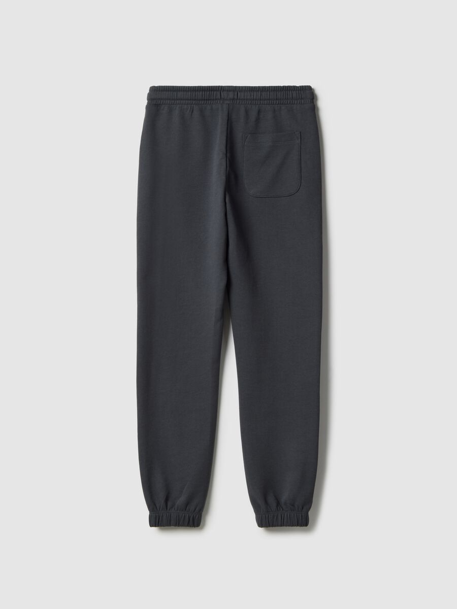 Regular fit black cotton jogger trousers for boys_4