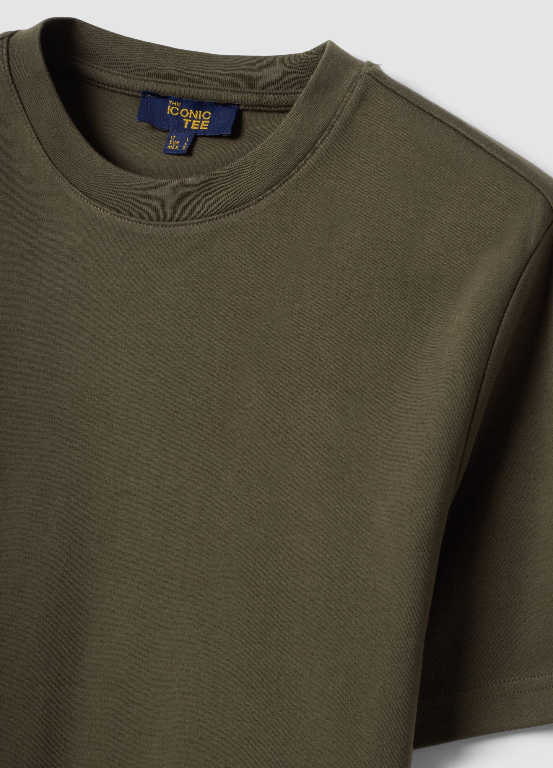 Green regular-fit pure cotton short-sleeve T-shirt