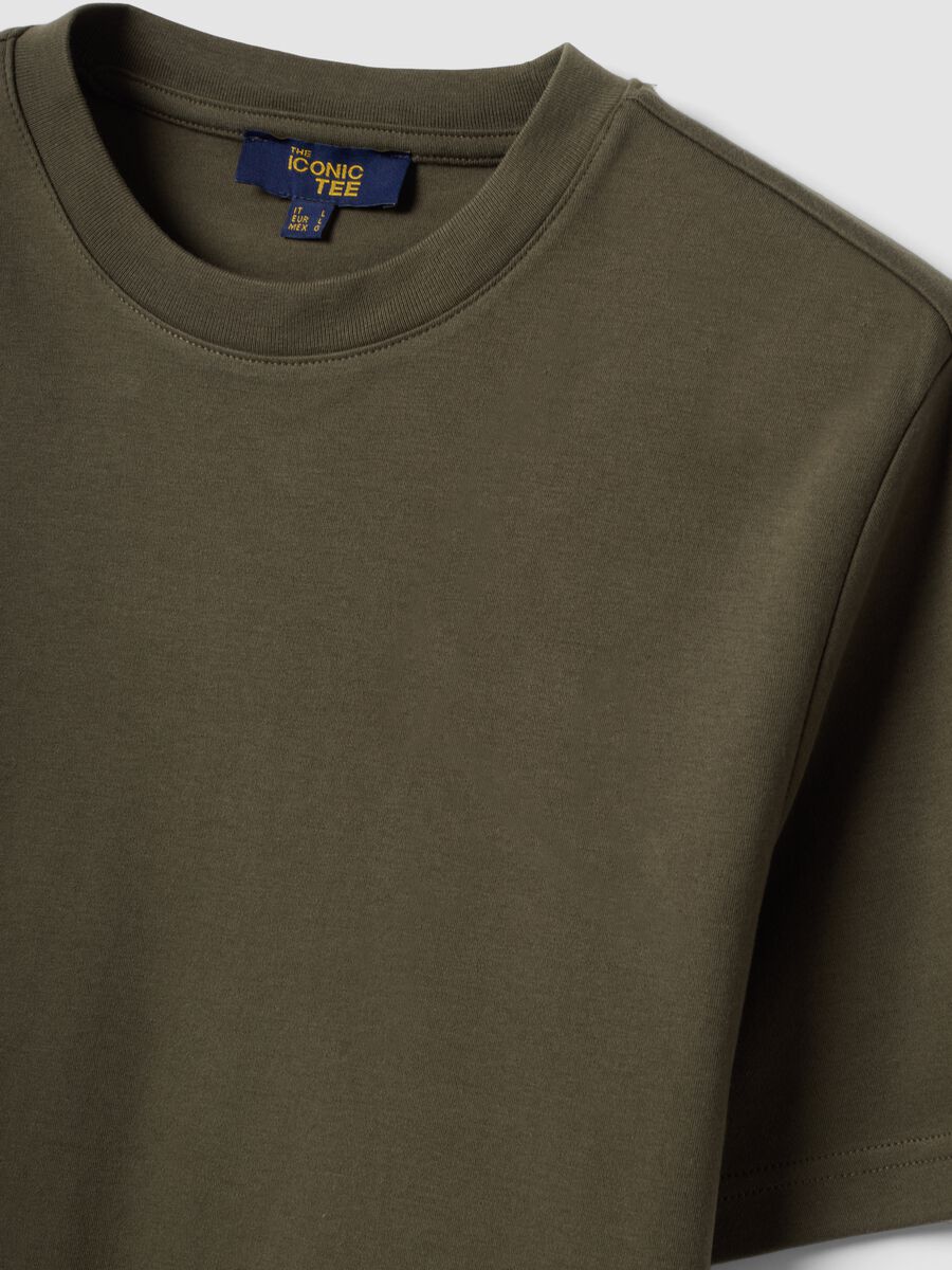 Green regular-fit pure cotton short-sleeve T-shirt_2