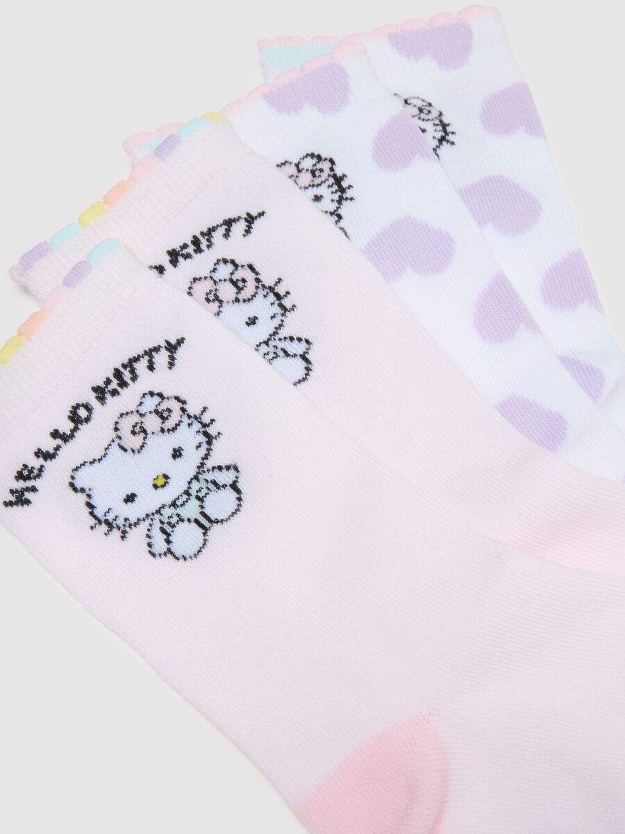 Multicoloured cotton blend girl's regular fit socks pack with prints_2