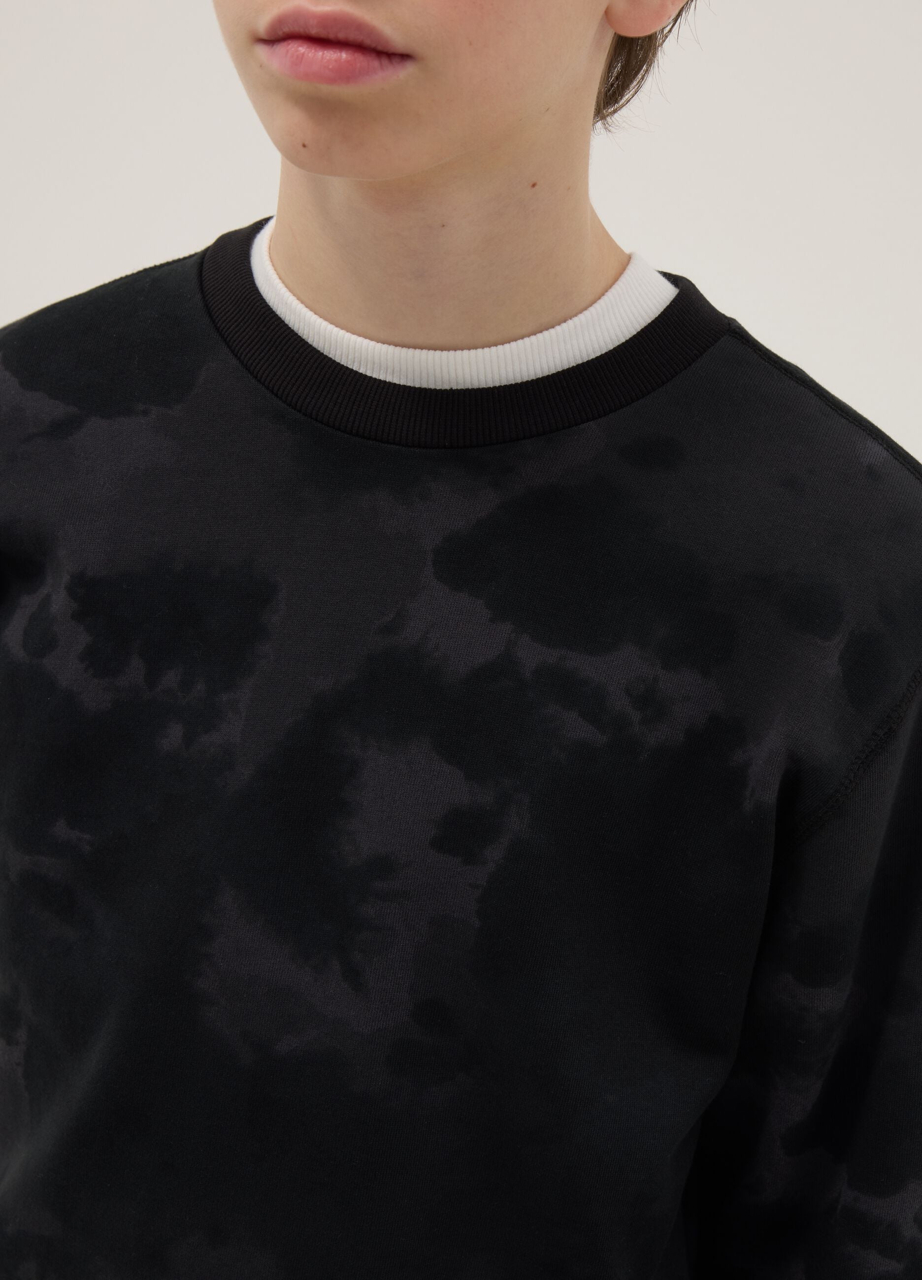Black pure cotton boys' sweatshirt regular fit TieDye design