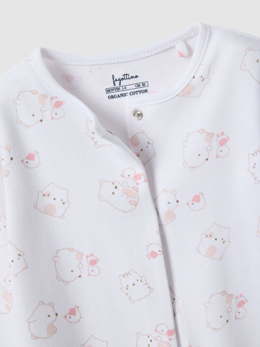 Twin Pack of Pink and White Pure Cotton Baby Sleepsuits_2