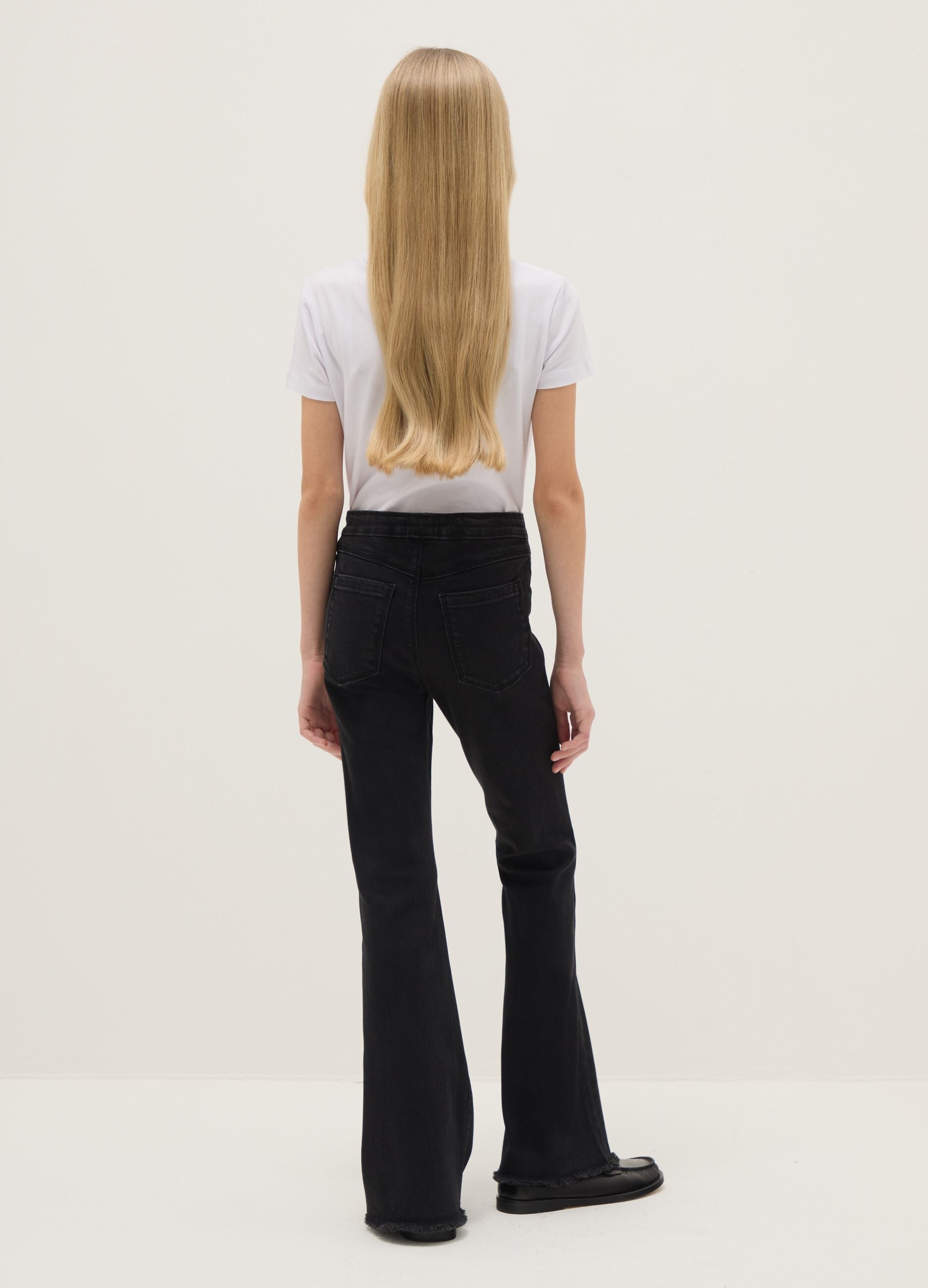 Black Stretch Cotton Flare Fit Girls' Jeggings