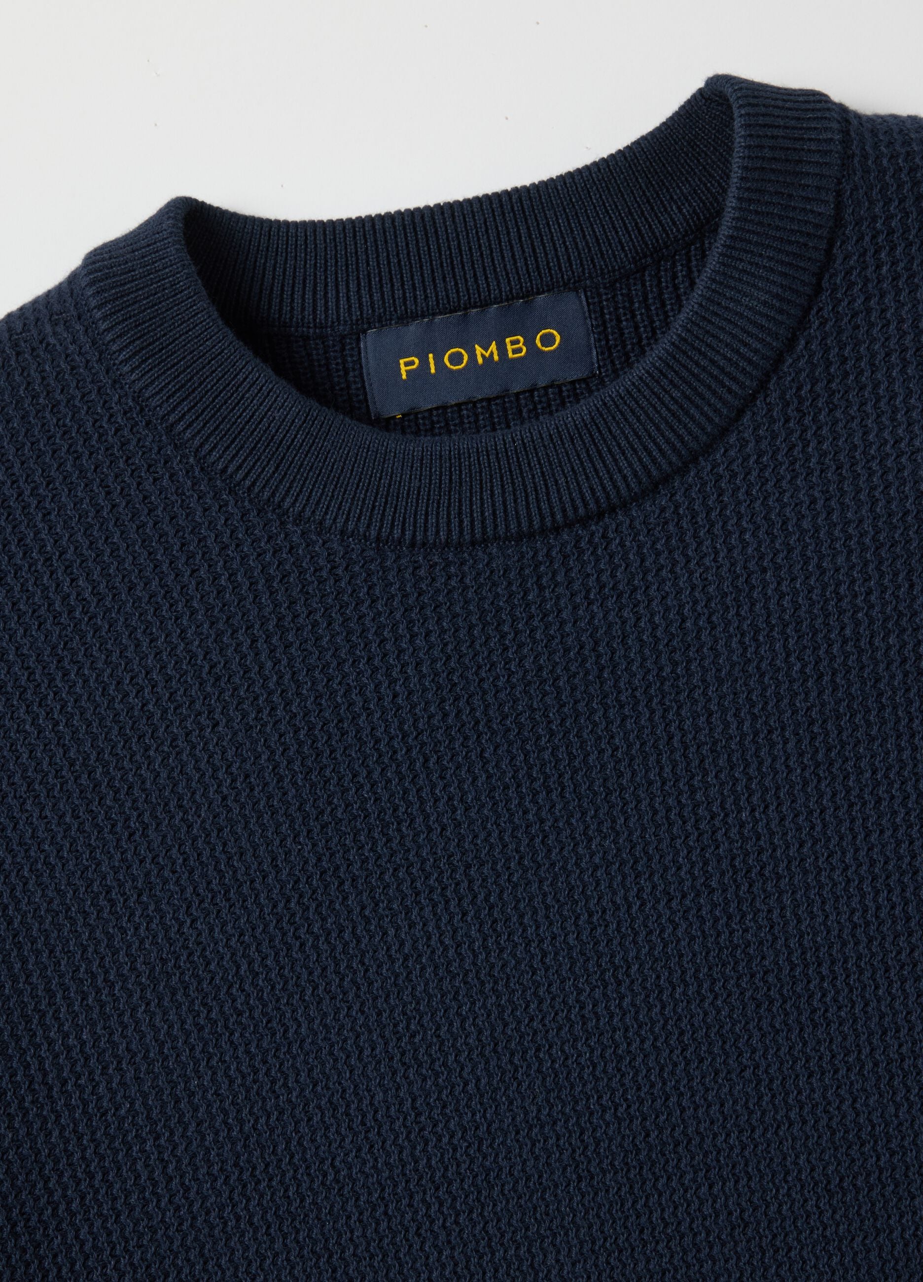 Blue Crewneck Sweater in Pure Cotton Regular Fit