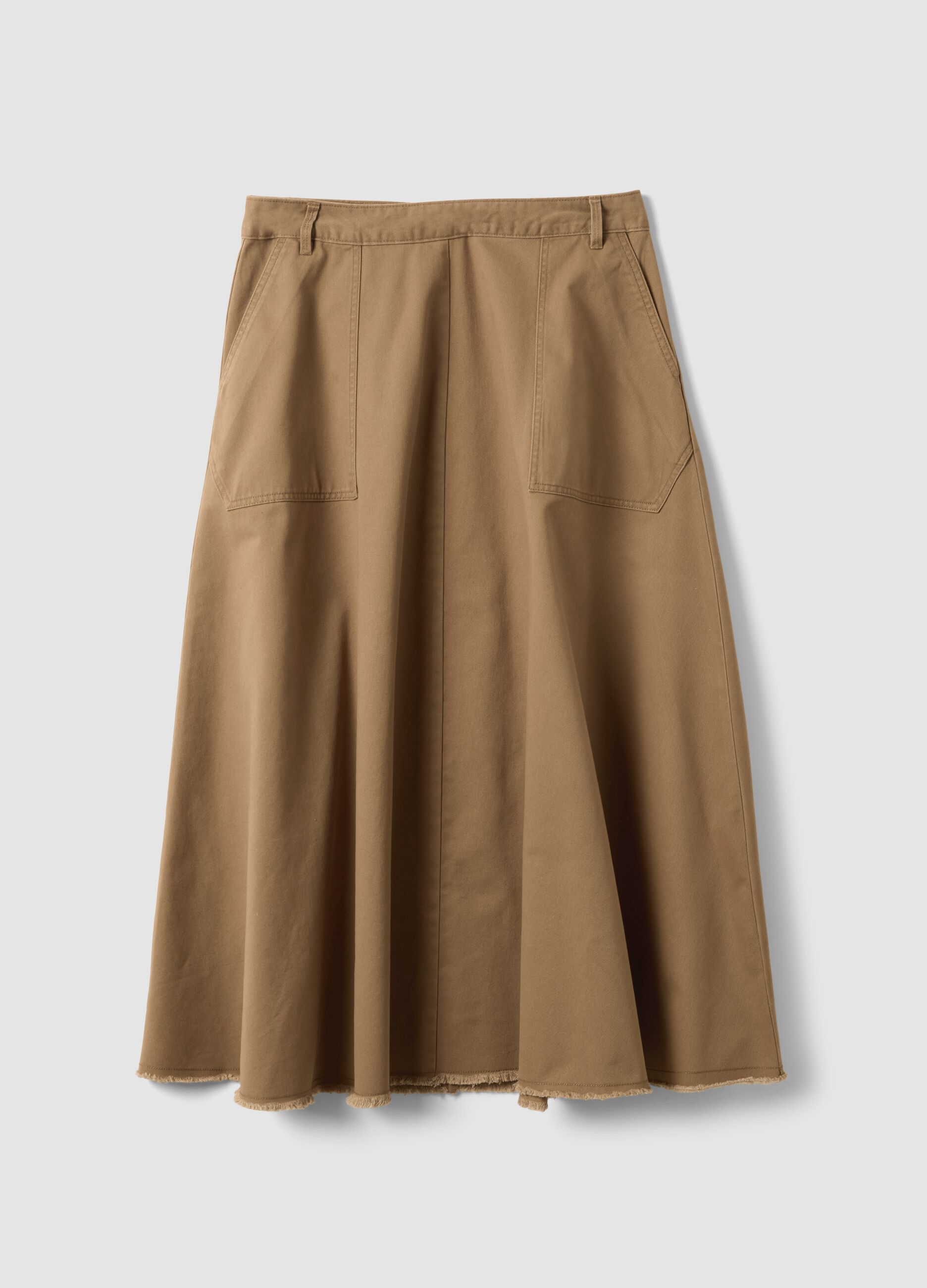 Brown midi skirt in pure cotton