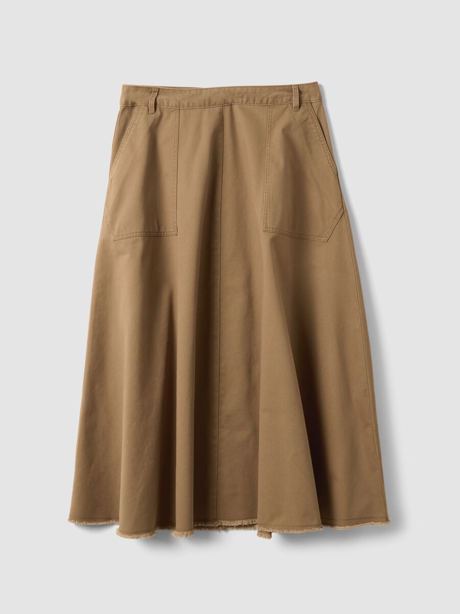 Brown midi skirt in pure cotton_4