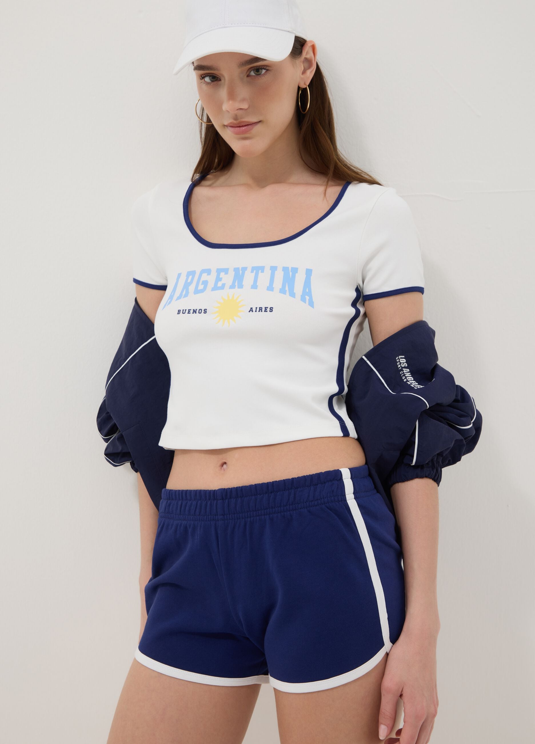 White short-sleeve stretch cotton T-shirt