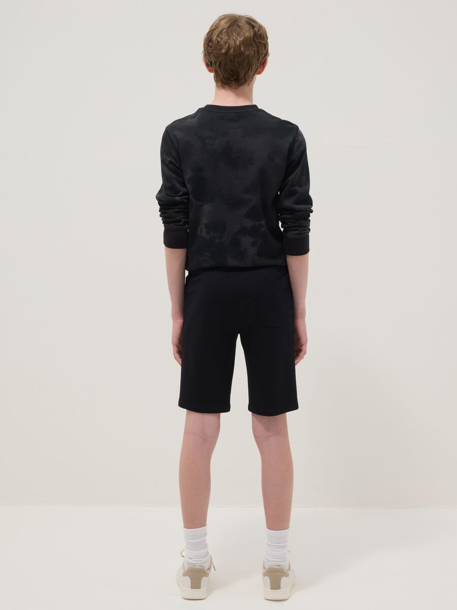 Regular fit black pure cotton shorts for boys_1