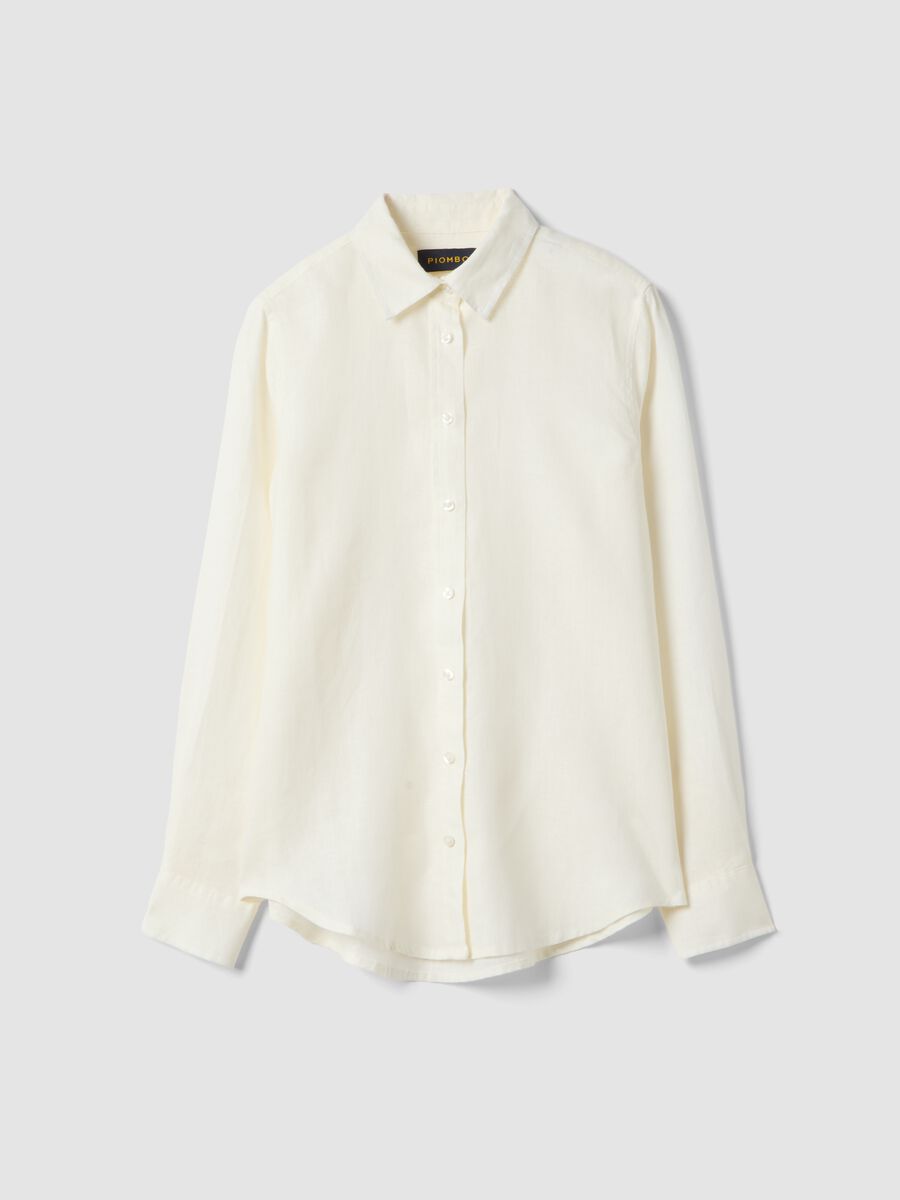 Regular fit pure white linen shirt_4