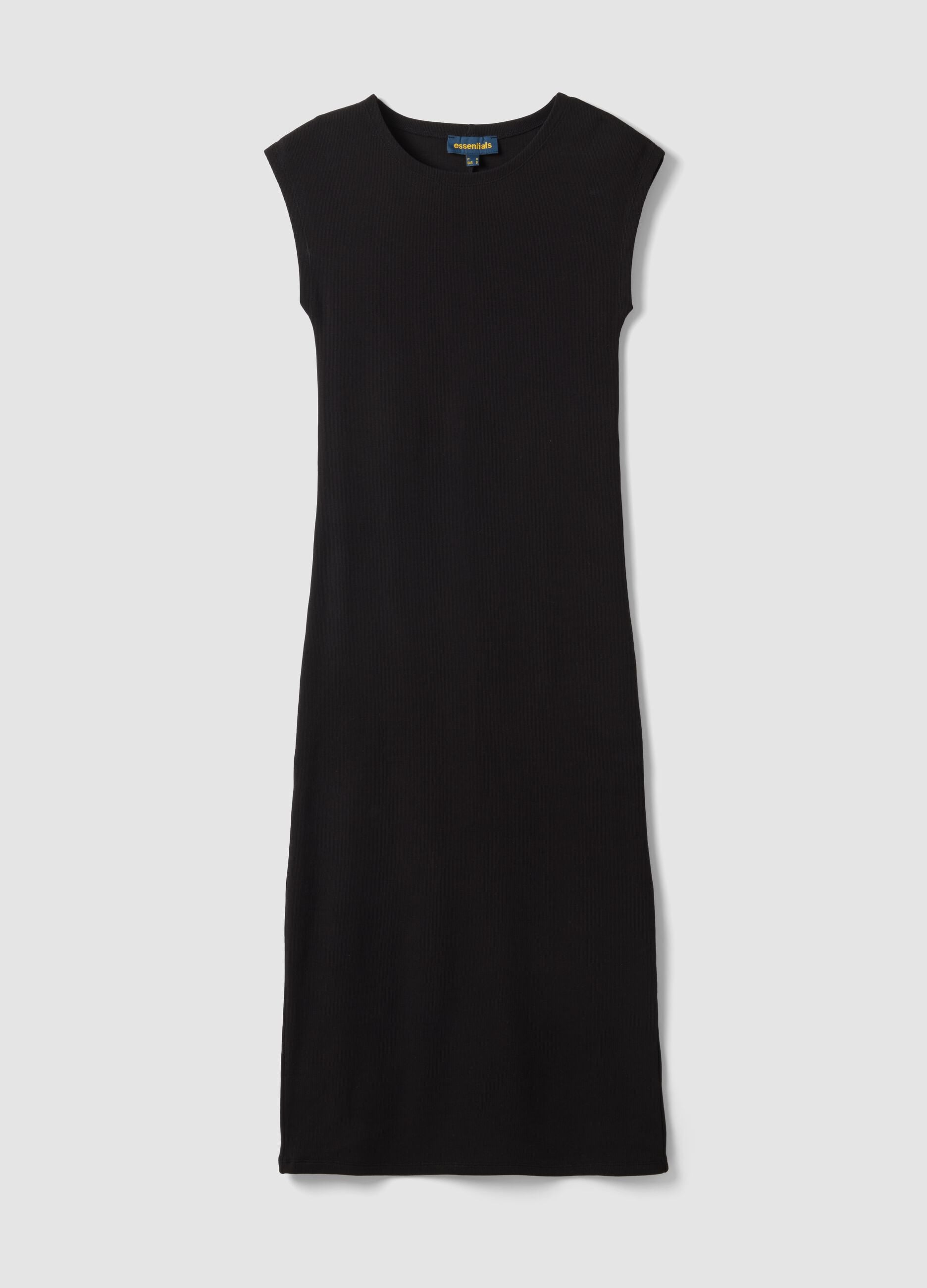 Black sleeveless fitted stretch cotton dress