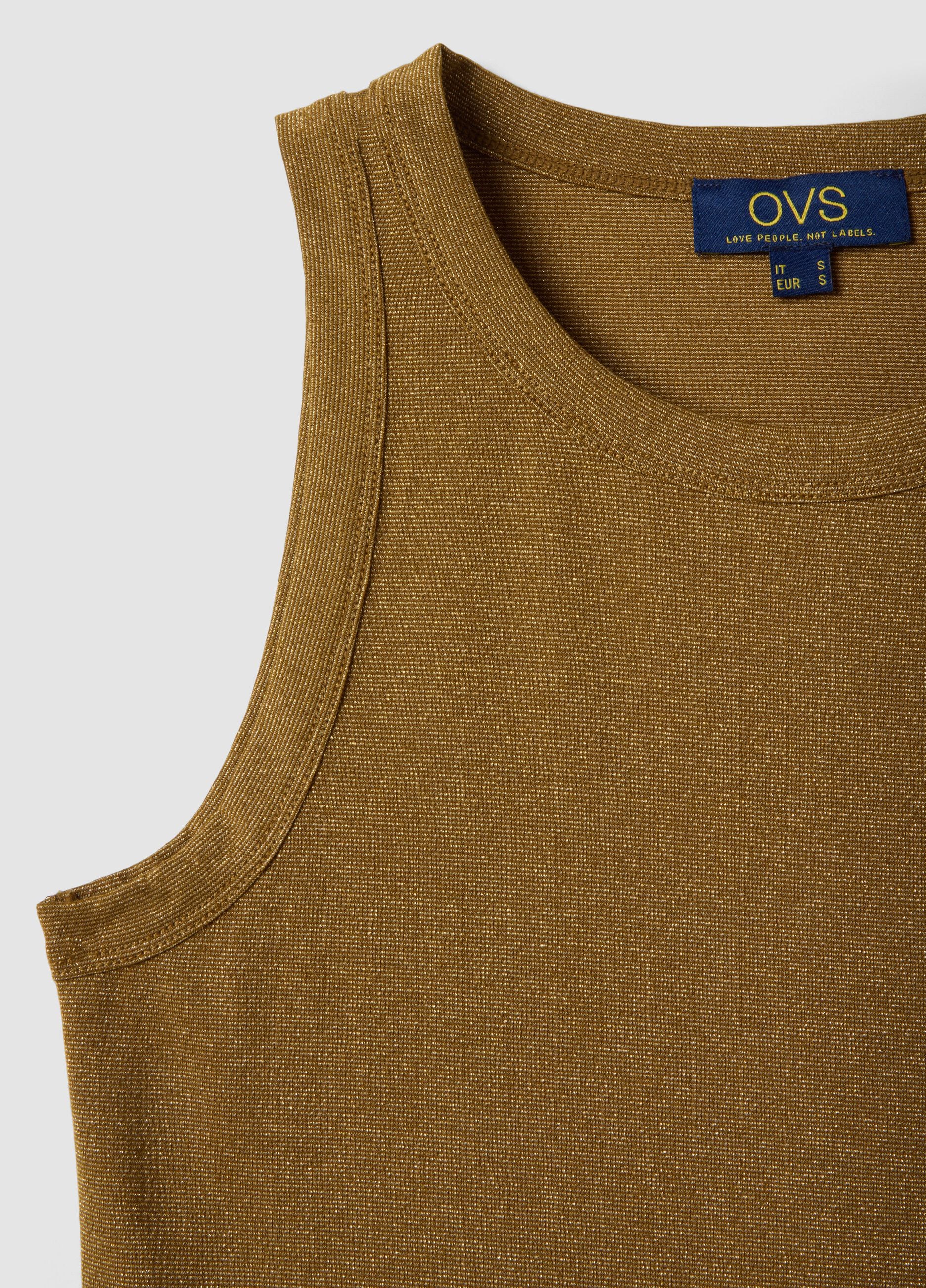 Yellow glitter top regular fit with thin straps