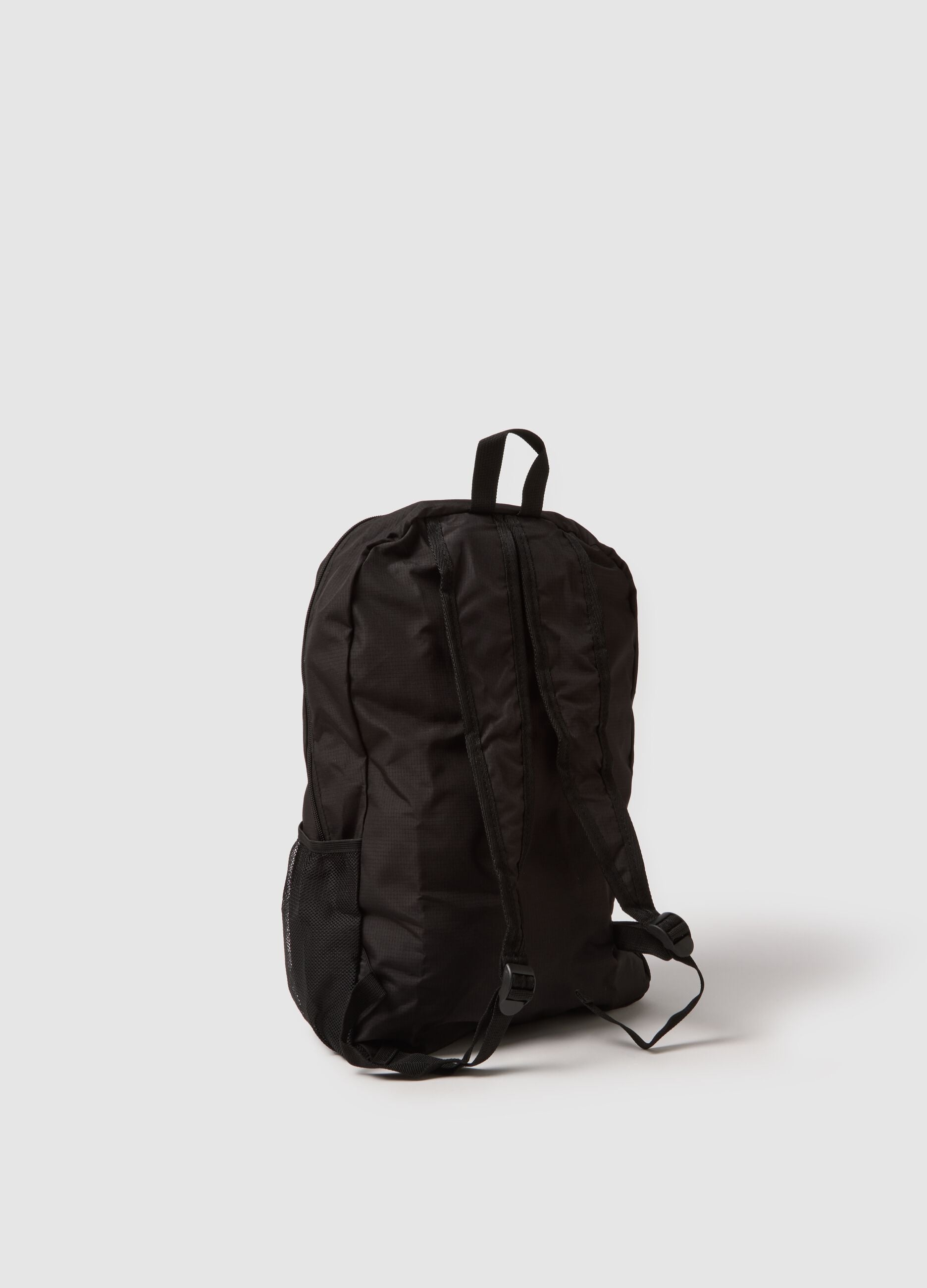Black sporty backpack with adjustable straps